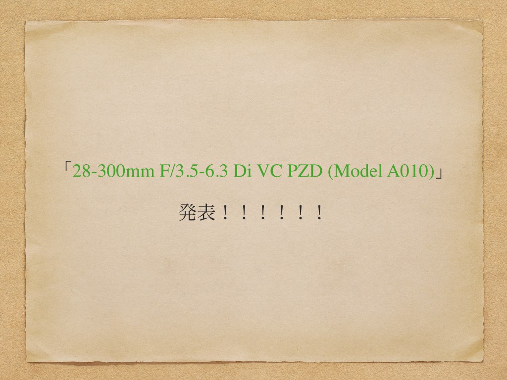 Tamron 28-300mm F/3.5-6.3 Di VC PZD (Model A010)発表！